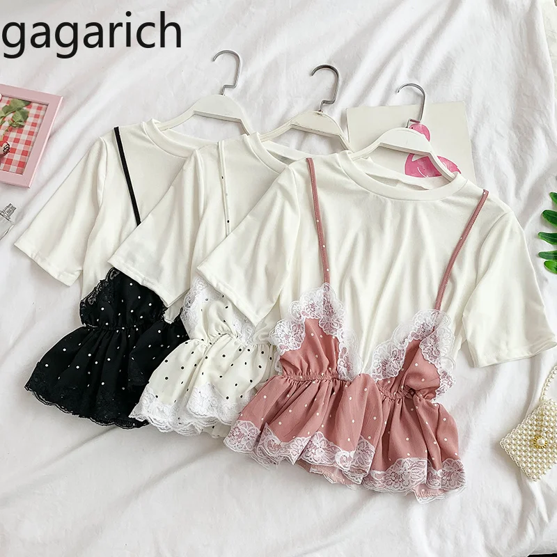Gagarich 2019 Korean Version Sweet Fake Two Pieces Solid O-neck Short Sleeve T-Shirt Lace Wave Dot Lotus Leaf Side Top Wear
Gagarich 2019 Korean Version Sweet Fake Two Pieces Solid O-neck Short Sleeve T-Shirt Lace Wave Dot Lotus Leaf Side Top Wear