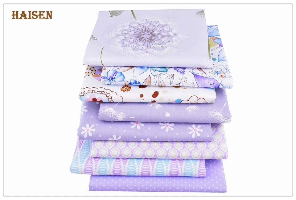Haisen,8pcs/lot Purple flowers series Twill Cotton Fabric,Patchwork Cloth,DIY Baby&Child Sewing Quilting Fat Quarters Material Haisen,8pcs/lot Purple flowers series Twill Cotton Fabric,Patchwork Cloth,DIY Baby&Child Sewing Quilting Fat Quarters Material