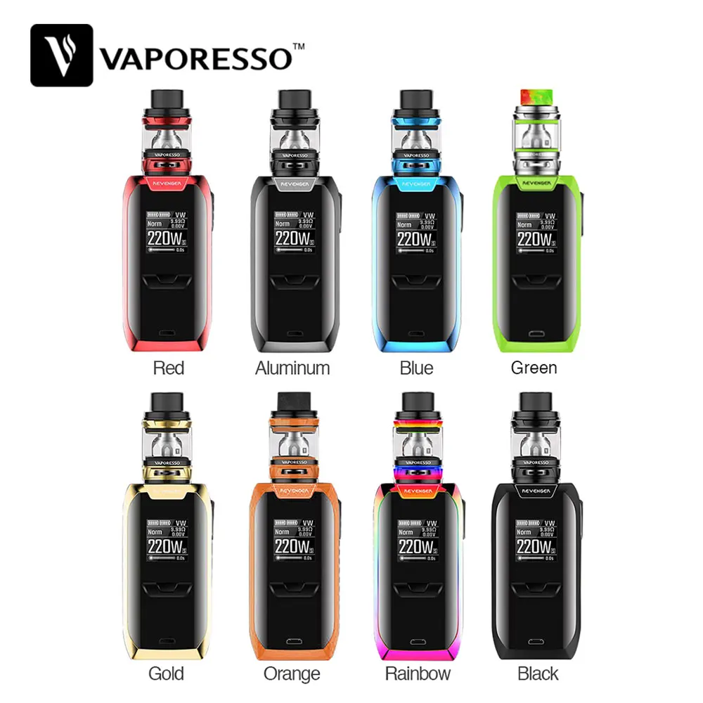 

Original 220W Vaporesso Revenger Kit with 5ml /2ml NRG Tank & Huge 0.96-Inch OLED Screen No 18650 Battery E-cigarettes Vape Kit