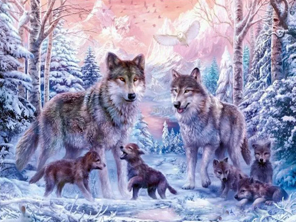 DIY 5D картина "Алмаз" wolf животные полная квадратная Алмазная вышивка