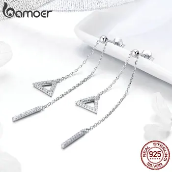 BAMOER Hot Sale Genuine 925 Sterling Silver Triangle Shape Simple Long Chain Earring Drop for Women Luxury Silver Jewelry GAE051
BAMOER Hot Sale Genuine 925 Sterling Silver Triangle Shape Simple Long Chain Earring Drop for Women Luxury Silver Jewelry GAE051