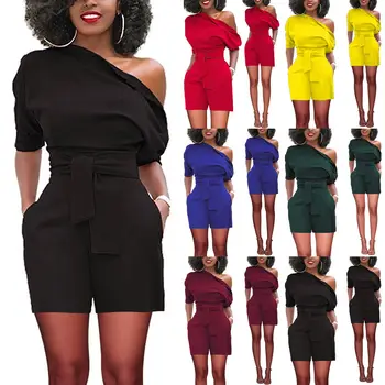 Summer Women Short Sleeve Holiday Mini Playsuit Ladies Summer Beach Solid One Shoulder Shorts One Piece Clothes
Summer Women Short Sleeve Holiday Mini Playsuit Ladies Summer Beach Solid One Shoulder Shorts One Piece Clothes