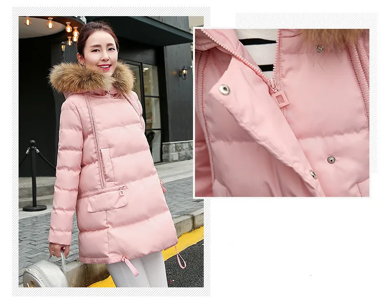 Woman Jacket Winter Parka Pink Coats Padded Long Winter Coat Women Hooded Long Jackets 2018 Korean Ladies Clothing LZ985 (11)