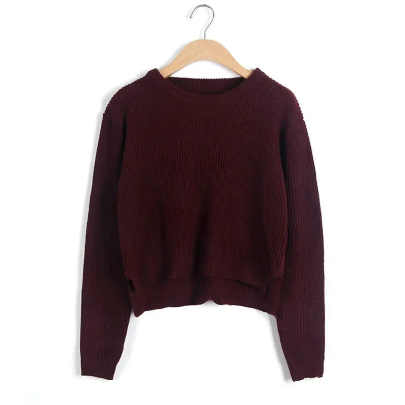 Pullover Women's Sweaters Wine Red Short Paragraph Hedging Long-Sleeved Sweater Loose Sweater Female Split O-neck Knitted NM29
Pullover Women's Sweaters Wine Red Short Paragraph Hedging Long-Sleeved Sweater Loose Sweater Female Split O-neck Knitted NM29