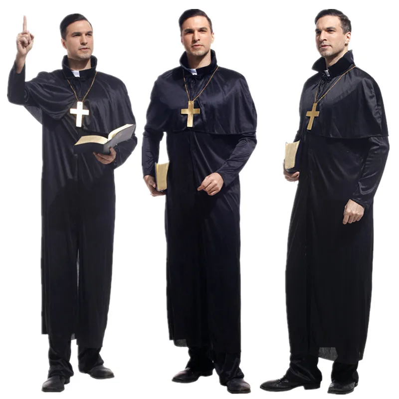 

Adult Man Cosplay Clothes Clergy God's Father Priest Costumes Christmas Carnival Halloween Masquerade Cos Fancy Dress Clothing