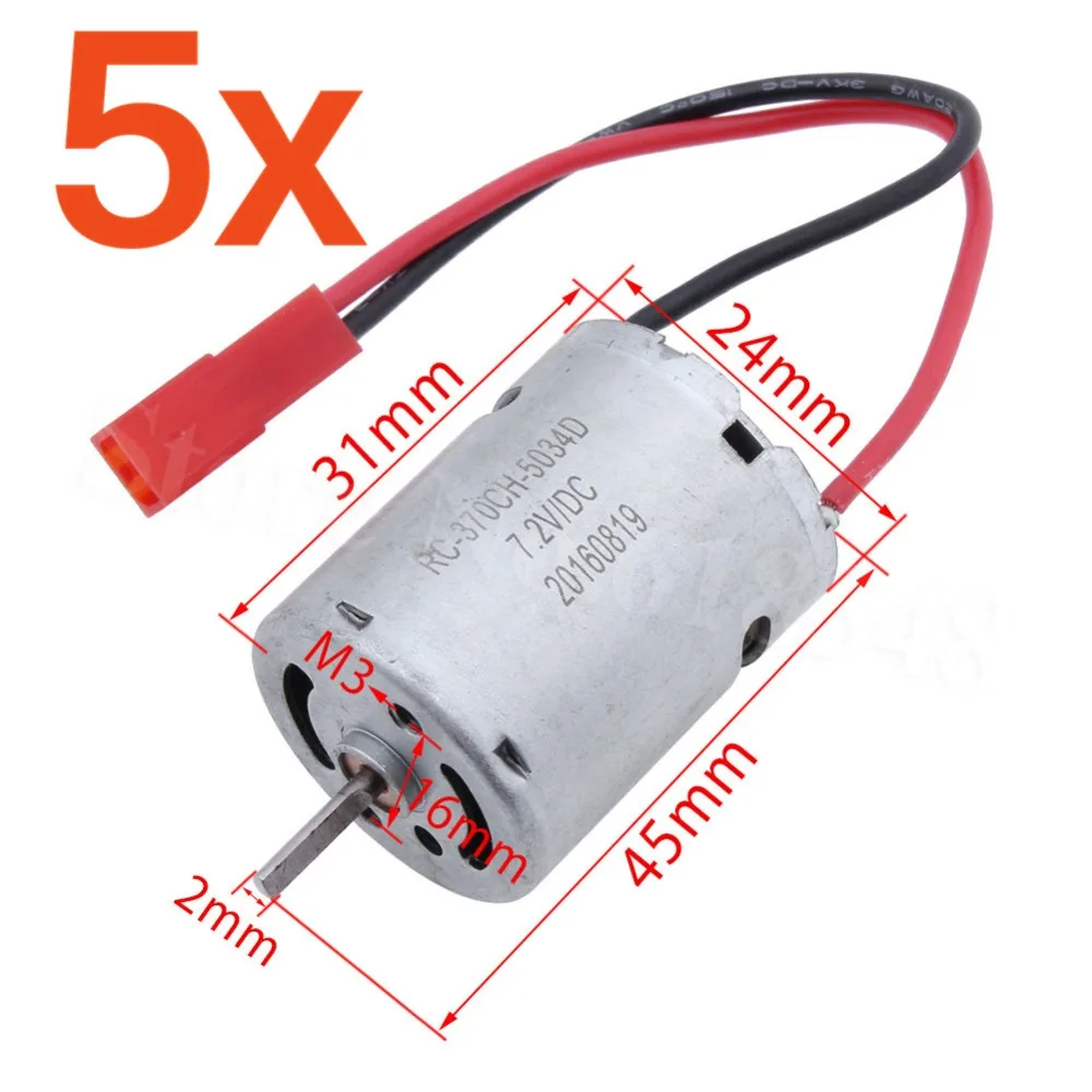 5Pcs RC Car 370 Electric Motor Engine 7.2V JST Plug For 1/18 Revel 24540 Scorch Hobbico Dromida BX/MT/SC4.18 Monster Truck Parts | Игрушки и