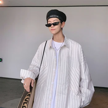 Stripe Autumn Camisa Masculina Shirts Streetwear Men Spring Fashion Wild Casual Loose Long-sleeved Clothes Hip Hop Party Dress
Stripe Autumn Camisa Masculina Shirts Streetwear Men Spring Fashion Wild Casual Loose Long-sleeved Clothes Hip Hop Party Dress