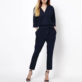 Women Jumpsuit Solid Color Spring Autumn Summer Pullover Black V Neck Tracksuit Casual Style Elegant Ladies Long Romper Overalls 
Women Jumpsuit Solid Color Spring Autumn Summer Pullover Black V Neck Tracksuit Casual Style Elegant Ladies Long Romper Overalls