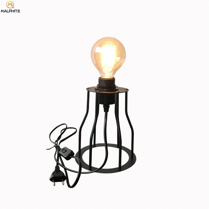 Modern Cage Iron bedside table lamp Nordic Industrial Decor table light simple living room Indoor lighting Black luminaria 
Modern Cage Iron bedside table lamp Nordic Industrial Decor table light simple living room Indoor lighting Black luminaria