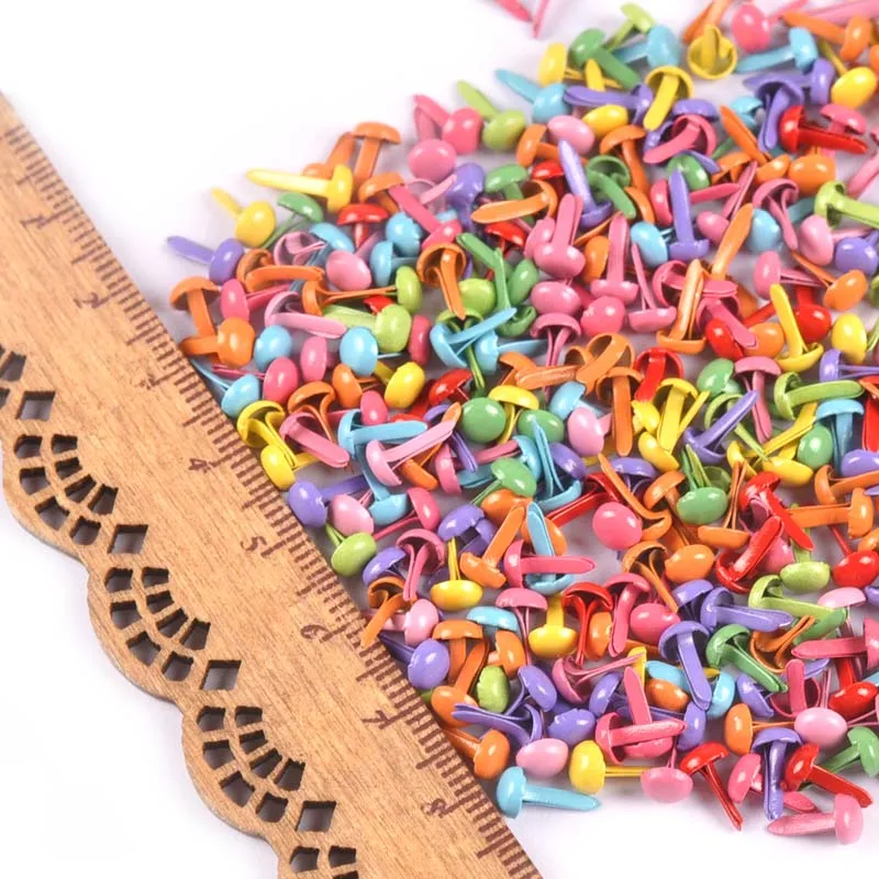 Description Picture 3 of item200Pcs Mini Mixed Color Round Brads Embellishment For Scrapbookings Fastener Brad Metal Crafts DIY Decoration 4.5x8.5mm C2162