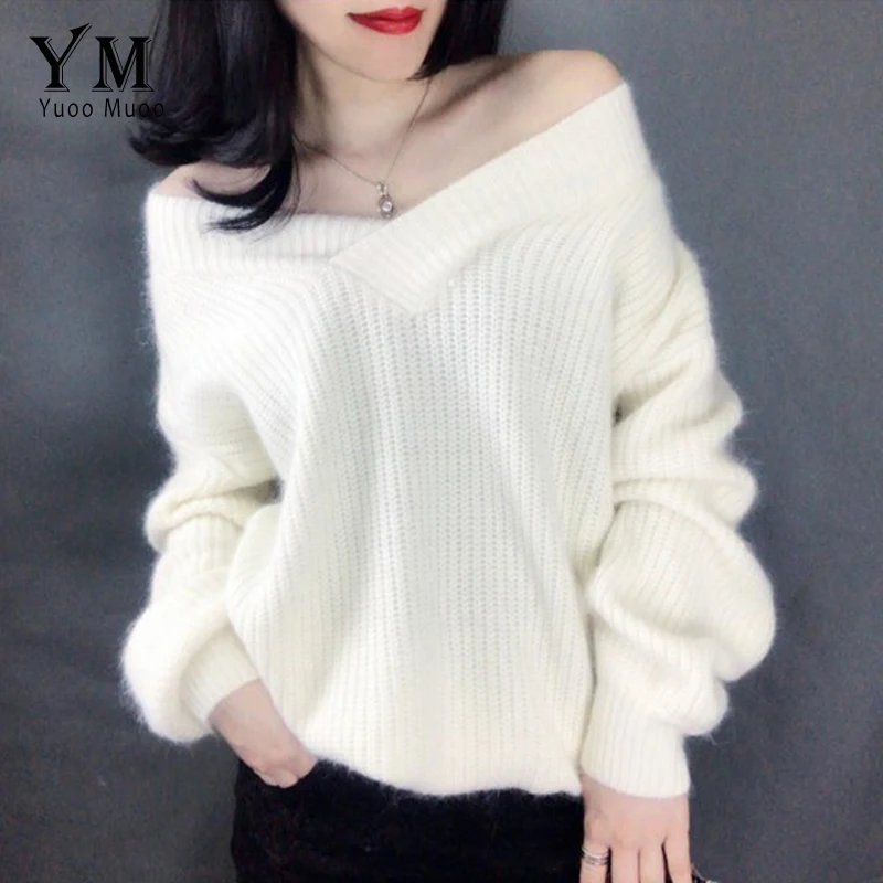 YuooMuoo Thick Winter Sweater Women V-neck High Quality White Pullover Lantern Long Sleeve Loose Tops Female Cashmere Sweater
YuooMuoo Thick Winter Sweater Women V-neck High Quality White Pullover Lantern Long Sleeve Loose Tops Female Cashmere Sweater
