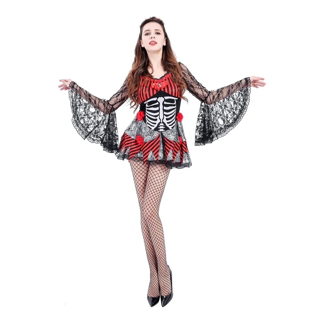 Adult Woman's Skeleton Day of the Dead Bride Dress Halloween Cosplay Costume Halloween Ghost Bride Fancy Dress
Adult Woman's Skeleton Day of the Dead Bride Dress Halloween Cosplay Costume Halloween Ghost Bride Fancy Dress