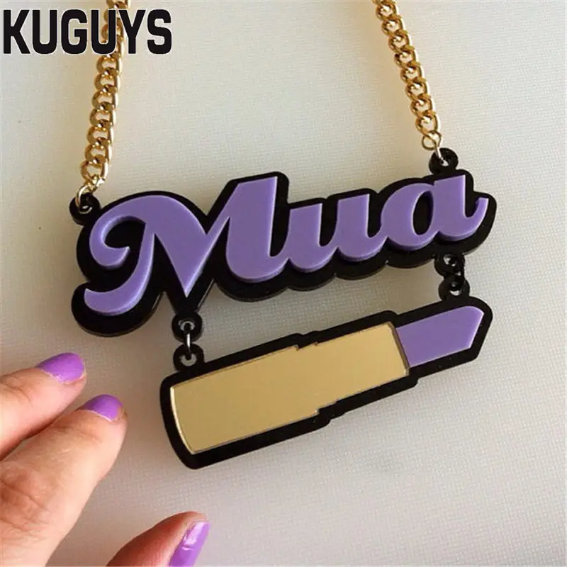 KUGUYS Fashion Jewelry Acrylic Letter"Mua" Necklace for Women HipHop Purple Lipstick Pendant Necklace Link Chain DS Accessories
KUGUYS Fashion Jewelry Acrylic Letter"Mua" Necklace for Women HipHop Purple Lipstick Pendant Necklace Link Chain DS Accessories