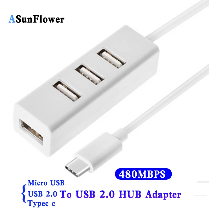 Portable 4 Port USB 2.0 HUB For PC Computer Type C / Micro USB / USB 2.0 To USB 2.0 Splitter For Laptop USBHub 2.0 For MacBook
Portable 4 Port USB 2.0 HUB For PC Computer Type C / Micro USB / USB 2.0 To USB 2.0 Splitter For Laptop USBHub 2.0 For MacBook