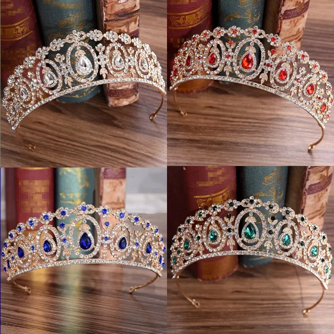 Baroque Vintage Gold Tiaras And Crowns Handmade Red Blue Green Crystal Rhinestone Bridal Hair Accessories Wedding Queen Diadems
Baroque Vintage Gold Tiaras And Crowns Handmade Red Blue Green Crystal Rhinestone Bridal Hair Accessories Wedding Queen Diadems