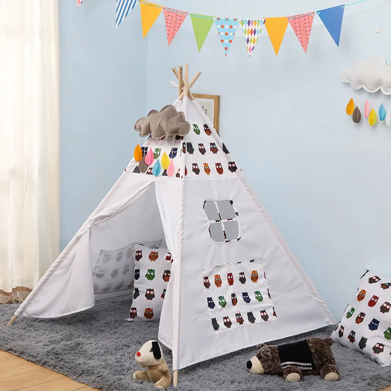 Kids Play Tent Cotton Canvas Tipi For Baby House Ins Hot Foldable Children's Tent Black Tree Printed Children Teepee Four Poles
Kids Play Tent Cotton Canvas Tipi For Baby House Ins Hot Foldable Children's Tent Black Tree Printed Children Teepee Four Poles