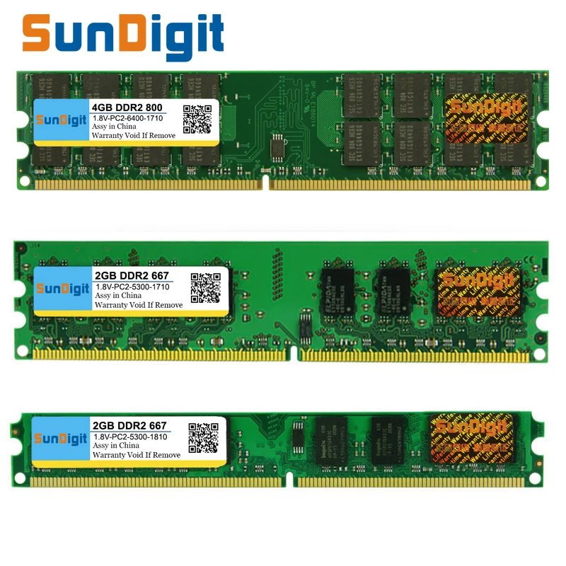 

SunDigt DDR2 800 PC2 6400 5300 4200 1GB 2GB 4GB 8GB Desktop PC RAM Memory Compatible DDR 2 667MHz 533 MHz Multiple Models DIMM