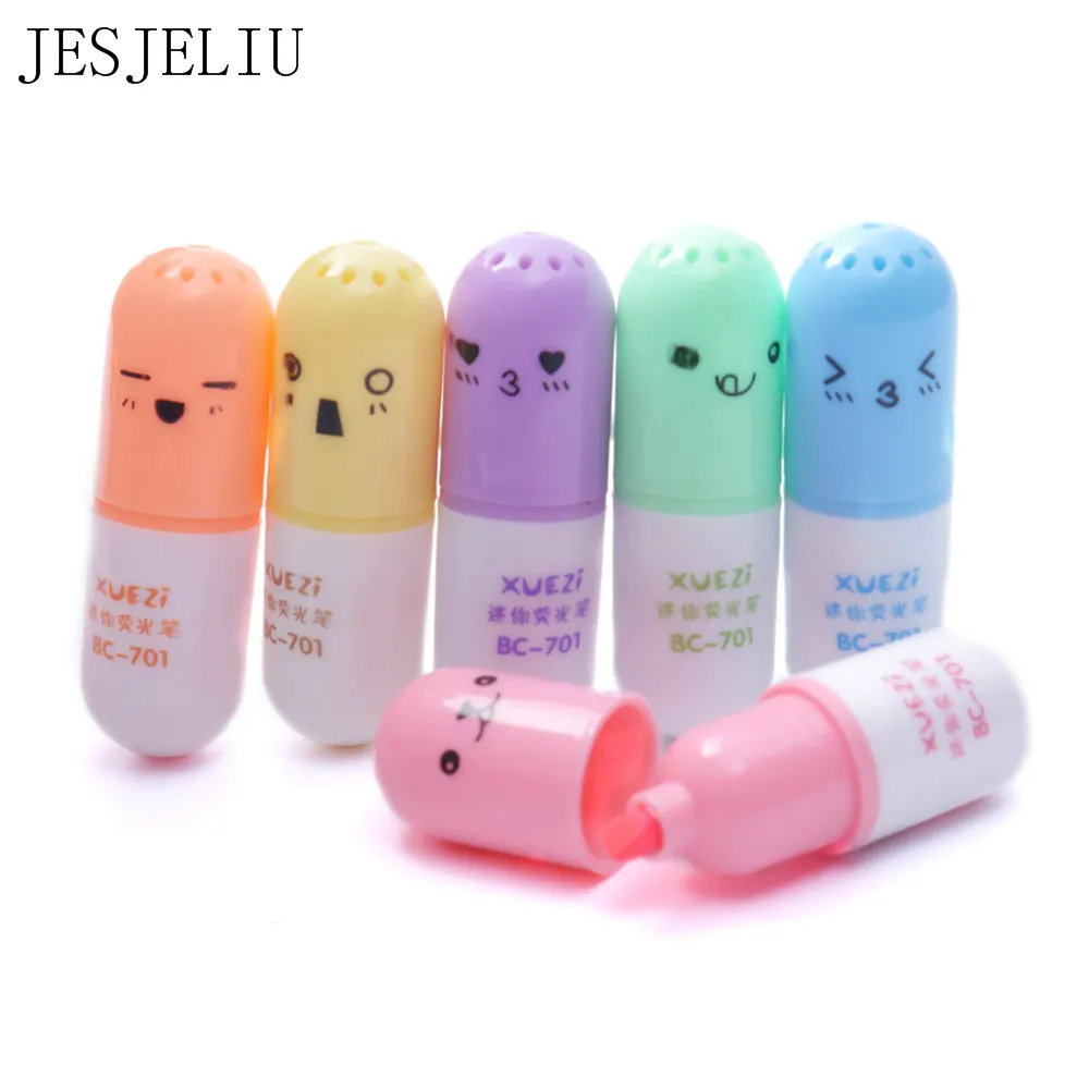 6 pcs/set Mini Pill shaped highlighter pens for writing Cute face Graffiti marker pen Korean stationery school office supplies
6 pcs/set Mini Pill shaped highlighter pens for writing Cute face Graffiti marker pen Korean stationery school office supplies