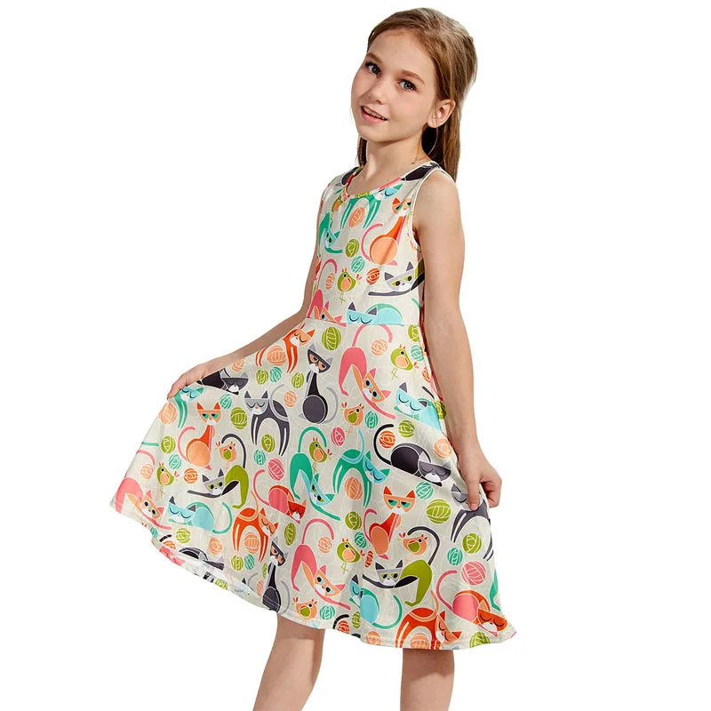Casual Sleeveless Toddler Girl Dresses Summer Animal Cat Floal Kids Dresses A-line O Neck Dress Princess Costume
Casual Sleeveless Toddler Girl Dresses Summer Animal Cat Floal Kids Dresses A-line O Neck Dress Princess Costume