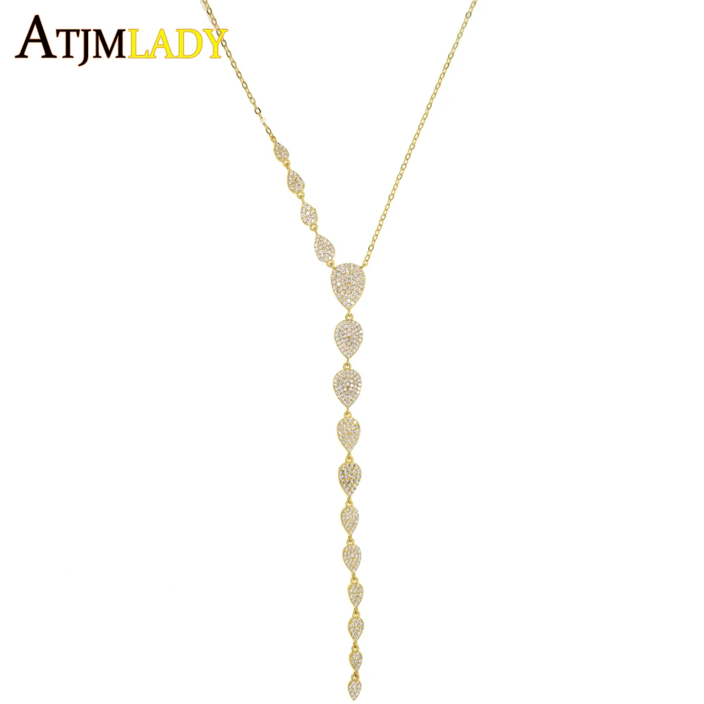 2019lovely water drop cz station long women necklace silver gold color fashion jewelry cubic zirconia cz charming Y lariat chain
2019lovely water drop cz station long women necklace silver gold color fashion jewelry cubic zirconia cz charming Y lariat chain
