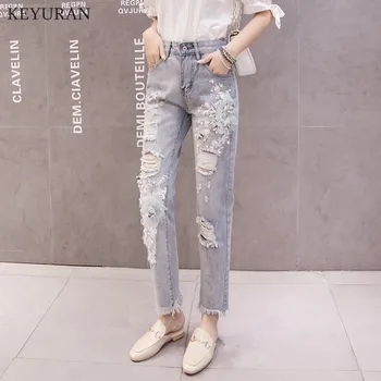 Summer Autumn Fashion Women Embroidery Sequined Flower Elastic Skinny Pencil Denim Trousers High Waist Holes Woman Jeans Pants
Summer Autumn Fashion Women Embroidery Sequined Flower Elastic Skinny Pencil Denim Trousers High Waist Holes Woman Jeans Pants