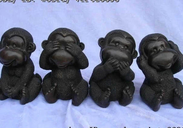 China Bronze Copper Silver Four Monkey No Listen No See No Say No Do Statue Set
China Bronze Copper Silver Four Monkey No Listen No See No Say No Do Statue Set