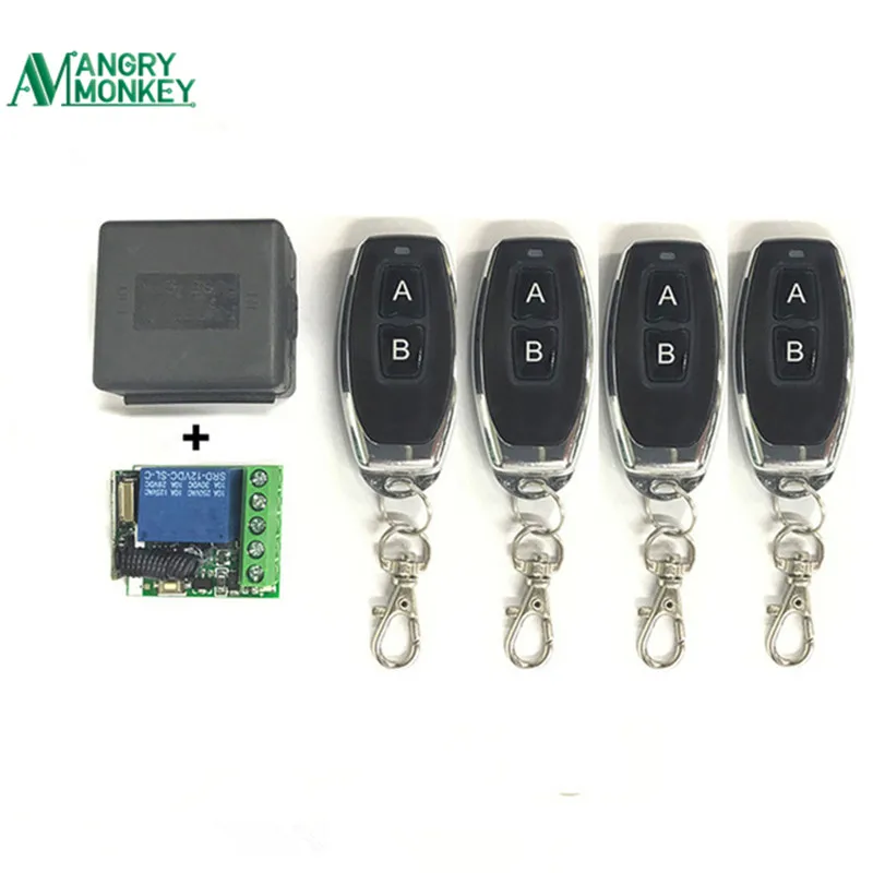 433Mhz Universal Wireless Remote Switch DC 12V 1CH relay Receiver Module and 4 pieces RF Transmitter 433 Mhz Remote Controls
433Mhz Universal Wireless Remote Switch DC 12V 1CH relay Receiver Module and 4 pieces RF Transmitter 433 Mhz Remote Controls