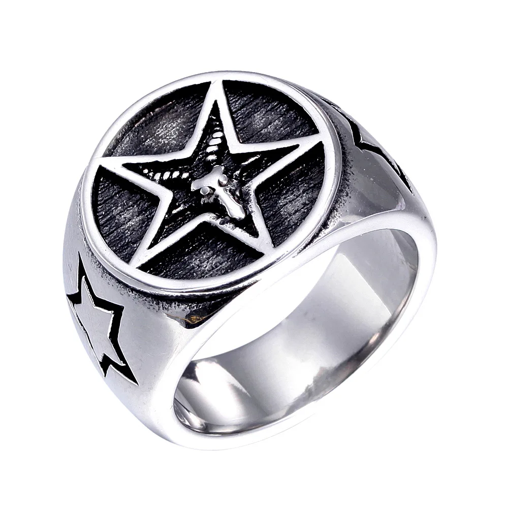 316L Stainless Steel Goat Pentagon 5 Star Man Men Rings Good Lucky Stars Amulet Talisman Punk Rock for Boy Fashion Jewelry Gift
316L Stainless Steel Goat Pentagon 5 Star Man Men Rings Good Lucky Stars Amulet Talisman Punk Rock for Boy Fashion Jewelry Gift