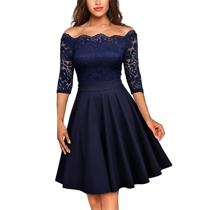 Elegant Sexy Vintage Slash Neck lace women Half sleeve summer Slim Black 2018 casual Party Work One Piece dress Suit
Elegant Sexy Vintage Slash Neck lace women Half sleeve summer Slim Black 2018 casual Party Work One Piece dress Suit