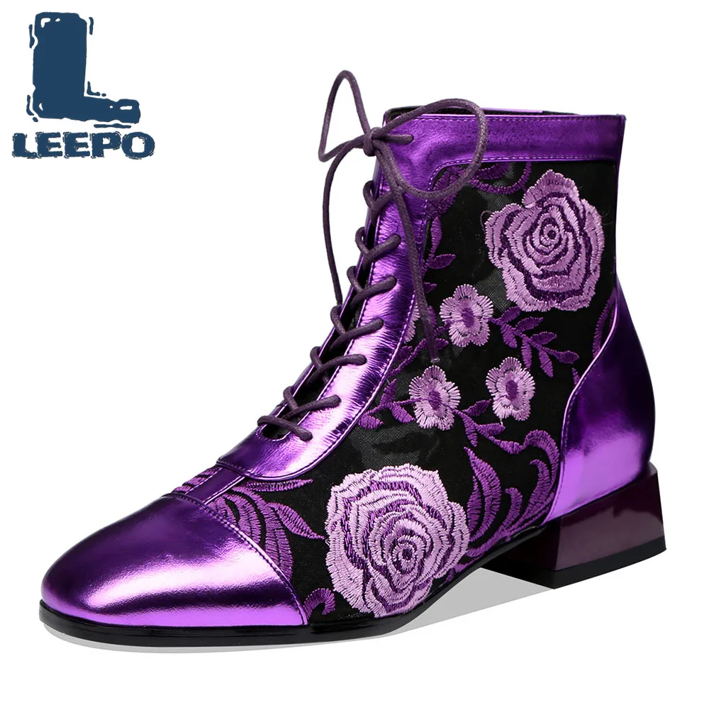 LEEPO Ankle Boots Women Handmade Luxury Designers Summer Perforated Lace-Up Embroider Boots Woman Mesh Height Increasing Shoes
LEEPO Ankle Boots Women Handmade Luxury Designers Summer Perforated Lace-Up Embroider Boots Woman Mesh Height Increasing Shoes