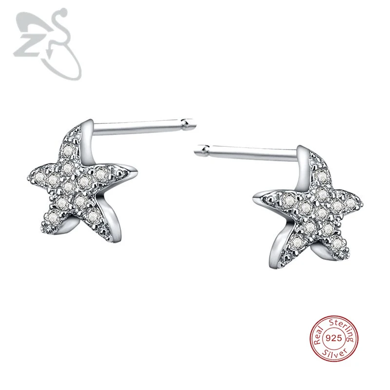ZS Crystal Stud Earrings Fashion Jewelry Piercing Real 925 Sterling Silver Starfish Earrings AAA Cubic Zirconia Small Ear Pin
ZS Crystal Stud Earrings Fashion Jewelry Piercing Real 925 Sterling Silver Starfish Earrings AAA Cubic Zirconia Small Ear Pin