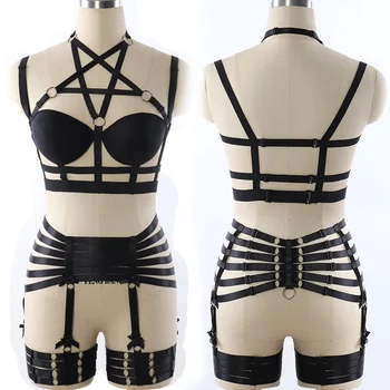 Body Harness Set Belt Garter Pentagram Sexy Bondage Hollow Black Bra for Women Elastic Festival Halloween Dance Cosplay Wear
Body Harness Set Belt Garter Pentagram Sexy Bondage Hollow Black Bra for Women Elastic Festival Halloween Dance Cosplay Wear