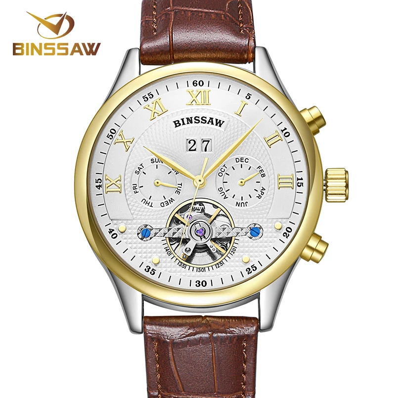 BINSSAW Leather Sport Watch Men Casual Waterproof Mechanical Wristwatches for Men Military Male Clock Men Watch Reloj Hombre
BINSSAW Leather Sport Watch Men Casual Waterproof Mechanical Wristwatches for Men Military Male Clock Men Watch Reloj Hombre
