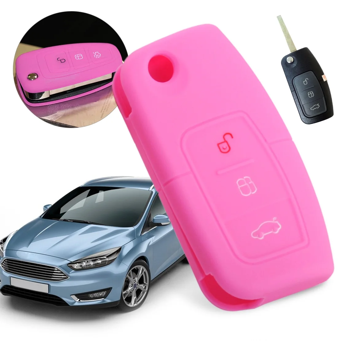 CITALL Black/Sea Blue/Red/Pink 3 Button Remote Key Fob Case Shell Silicone Cover For Ford Focus MK2 Fiesta Mondeo Kuga Galaxy
CITALL Black/Sea Blue/Red/Pink 3 Button Remote Key Fob Case Shell Silicone Cover For Ford Focus MK2 Fiesta Mondeo Kuga Galaxy