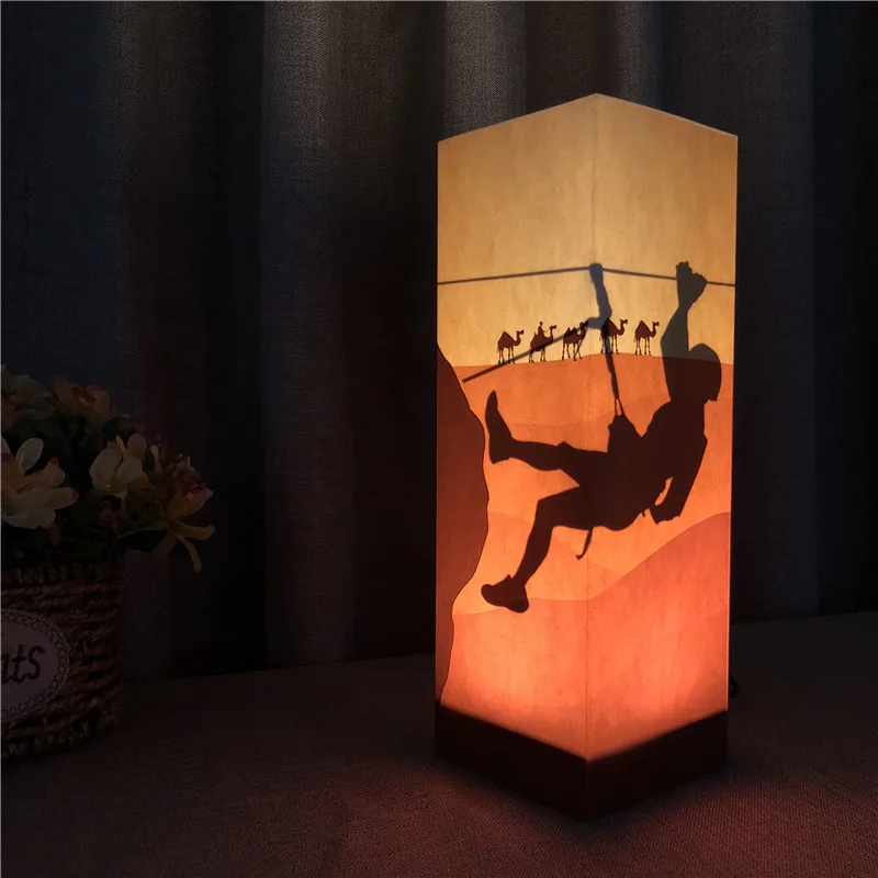 Фото Sharelife Creative Warm White Rock Climbing Paper Shadow USB Night Light Home Room Atmosphere Lamp Children's Birthday Gift 1084 | Лампы и