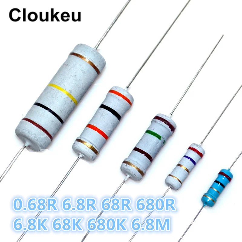 1/8W 1/4W 1/2W 1W 2W 3W 5W 1% 5% Color ring resistance 0.68R 6.8R 68R 680R 6.8K 68K 680K 6.8M Ohm
1/8W 1/4W 1/2W 1W 2W 3W 5W 1% 5% Color ring resistance 0.68R 6.8R 68R 680R 6.8K 68K 680K 6.8M Ohm