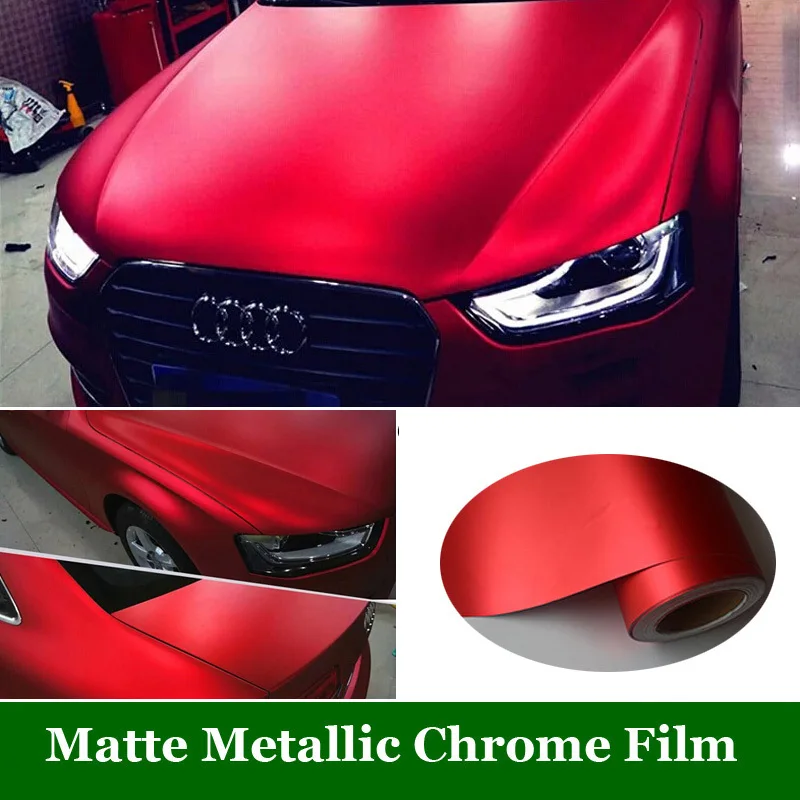 

Red Metallic Matt Vinyl wrap Car Wrap With Air Bubble Free Chrome Red Matt Film Vehicle Wrapping Sticker Foil Size1.52x20m/Roll