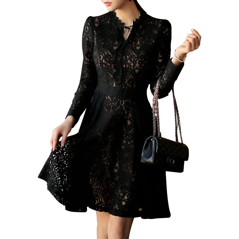 2018 Autumn Winter New Vintage Elegant Sexy Flare Black Hollow Out Embroidery Lace Long Sleeve Women Dress Office Evening Party
2018 Autumn Winter New Vintage Elegant Sexy Flare Black Hollow Out Embroidery Lace Long Sleeve Women Dress Office Evening Party