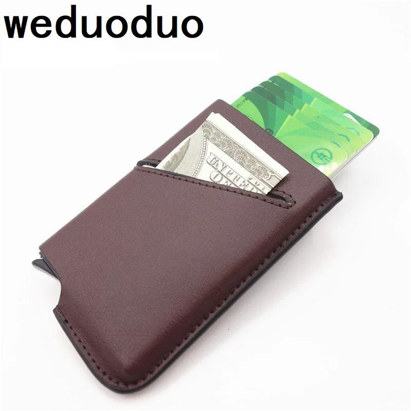 

Weduoduo 2019 New Style Real Leather Credit Card Holder Anti-theft RFID Card Cases High Quality Card Wallet Pop Up Cards