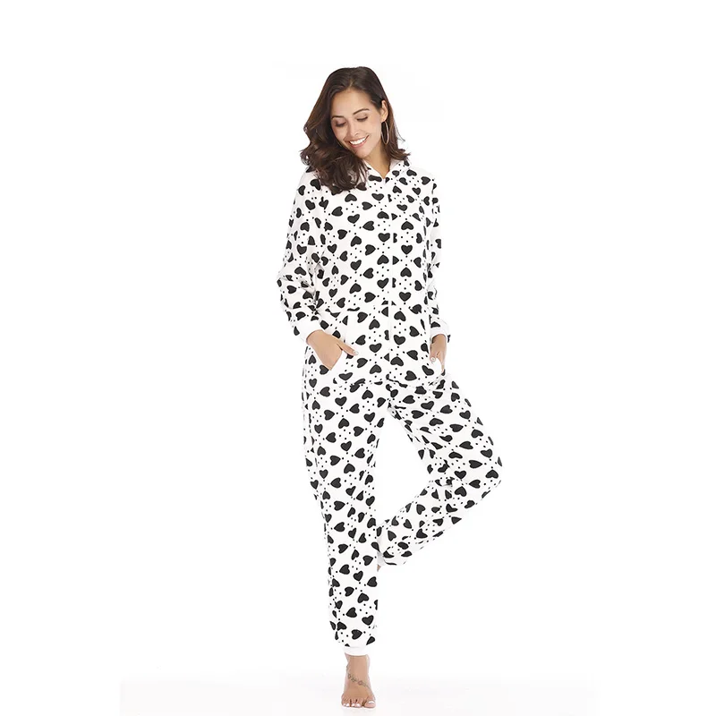 Centuryestar Women White Heart-shaped Printed Flannel Home Jumpsuit Christmas Pajamas Onesie Onepiece Hooded Warm Winter Pijamas
Centuryestar Women White Heart-shaped Printed Flannel Home Jumpsuit Christmas Pajamas Onesie Onepiece Hooded Warm Winter Pijamas