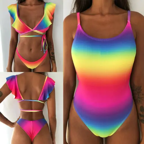 Women Padded Bikini Set Brazilian Monokini Swimwear Swimsuit Bathing Suit Rainbow Two-Piece Suits
Women Padded Bikini Set Brazilian Monokini Swimwear Swimsuit Bathing Suit Rainbow Two-Piece Suits