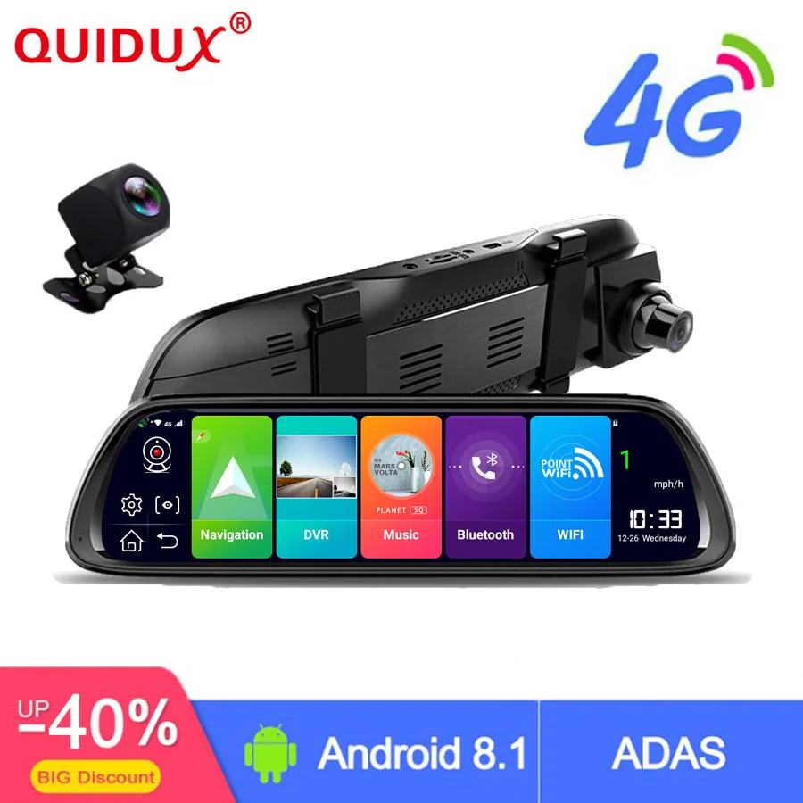 QUIDUX 4G ADAS Car DVR Camera 10"Android 8.1 Stream Media Rear View Mirror FHD 1080P WiFi GPS Dash Cam Registrar Video Recorder
QUIDUX 4G ADAS Car DVR Camera 10"Android 8.1 Stream Media Rear View Mirror FHD 1080P WiFi GPS Dash Cam Registrar Video Recorder