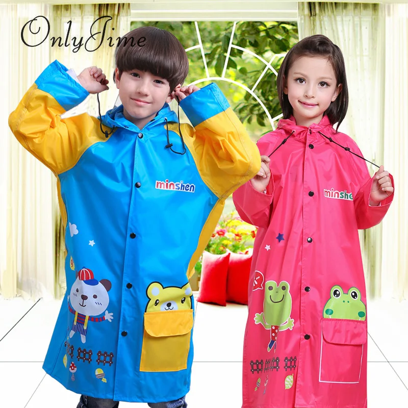 

Only Jime Cartoon Kids Girls Raincoats Rainwear Suit Cute Waterproof Outdoor Frog Bear Hooded Raincoats Children's Raincoat