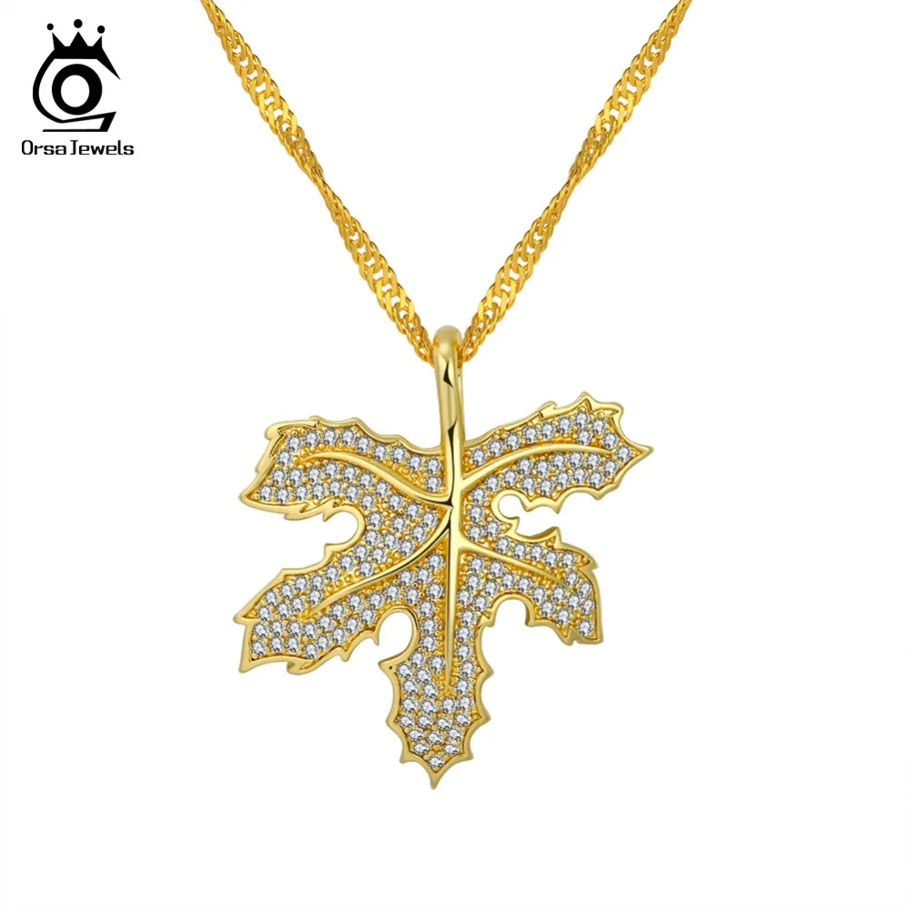 ORSA JEWELS Women Necklace & Pendant Gold-color Original Design Maple Pattern Romantic Style CZ Prong Setting Necklaces ON170
ORSA JEWELS Women Necklace & Pendant Gold-color Original Design Maple Pattern Romantic Style CZ Prong Setting Necklaces ON170