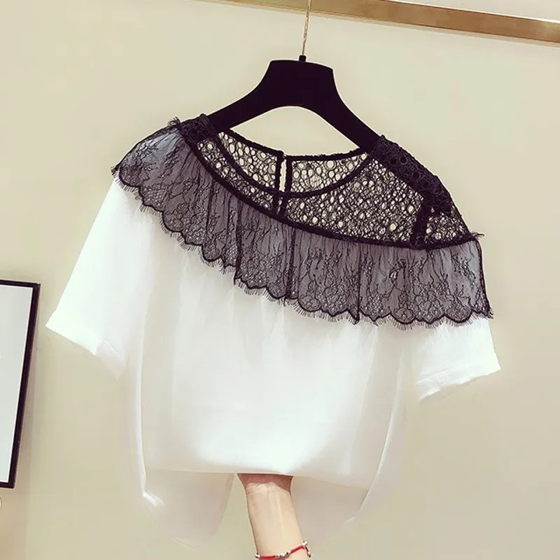 2019 Summer New Korean Loose Women T-shirts Lace Hollowed-out Splice Short-sleeved White T-shirts Casual Cotton T-shirts
2019 Summer New Korean Loose Women T-shirts Lace Hollowed-out Splice Short-sleeved White T-shirts Casual Cotton T-shirts