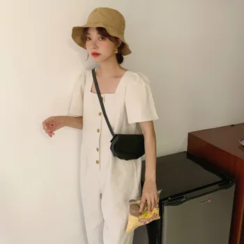 Women Summer Square Collar Shirt Jumpsuit Set Combinaison Femme with Buttons Casual Loose Playsuit Rompers Salopette Femme
Women Summer Square Collar Shirt Jumpsuit Set Combinaison Femme with Buttons Casual Loose Playsuit Rompers Salopette Femme