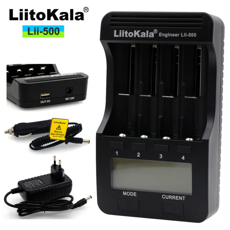 

2017 liitokala Lii-500 nimh battery charger 3.7 V 3.85 V 26650 18350 16340 18650 18500 14500 AA AAA 1.2V 5V outlet Smart Battery