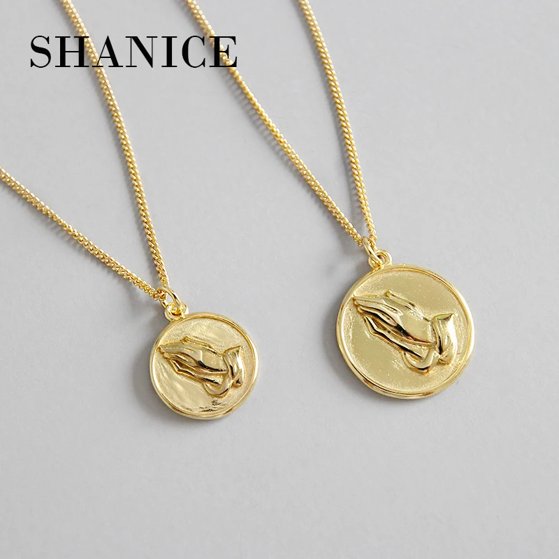 SHANICE 100% 925 Sterling Silver Gold Hands together Praying Pendant Necklace for Women/Girls Lady Jewelry Colar Cross Chain
SHANICE 100% 925 Sterling Silver Gold Hands together Praying Pendant Necklace for Women/Girls Lady Jewelry Colar Cross Chain