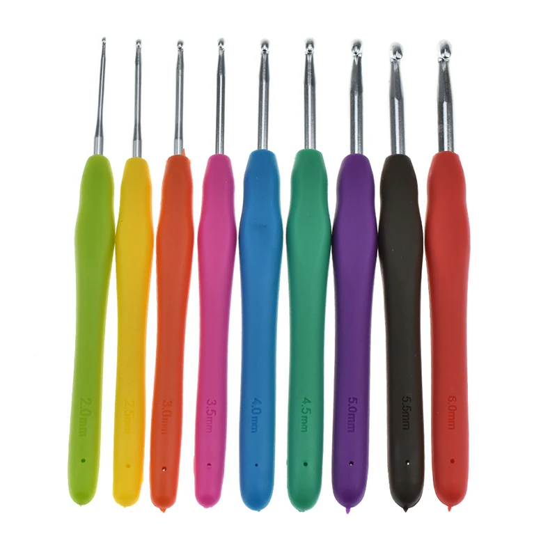9pcs 2.0-6.0mm Aluminum Crochet Hook Set Ergonomic Soft Grip Silicone Handle Knitting Needle Crochet Needles Set DIY Sewing Tool
9pcs 2.0-6.0mm Aluminum Crochet Hook Set Ergonomic Soft Grip Silicone Handle Knitting Needle Crochet Needles Set DIY Sewing Tool