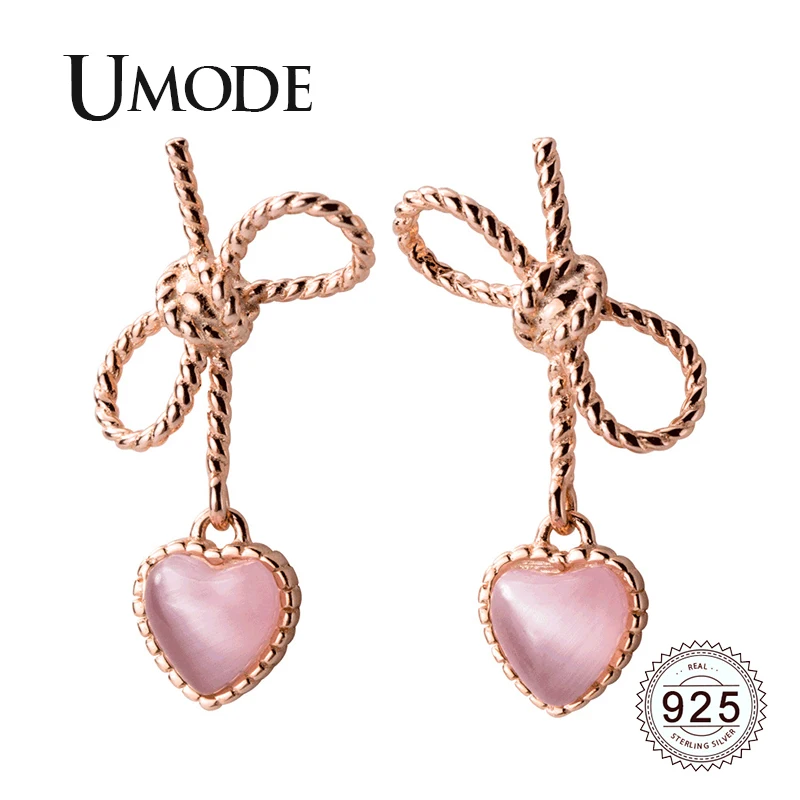 UMODE Pink Small Heart Sterling 925 Silver Drop Earrings for Women Bowknot Rope Rose Gold Silver Wedding Earring Jewelry ULE0559
UMODE Pink Small Heart Sterling 925 Silver Drop Earrings for Women Bowknot Rope Rose Gold Silver Wedding Earring Jewelry ULE0559